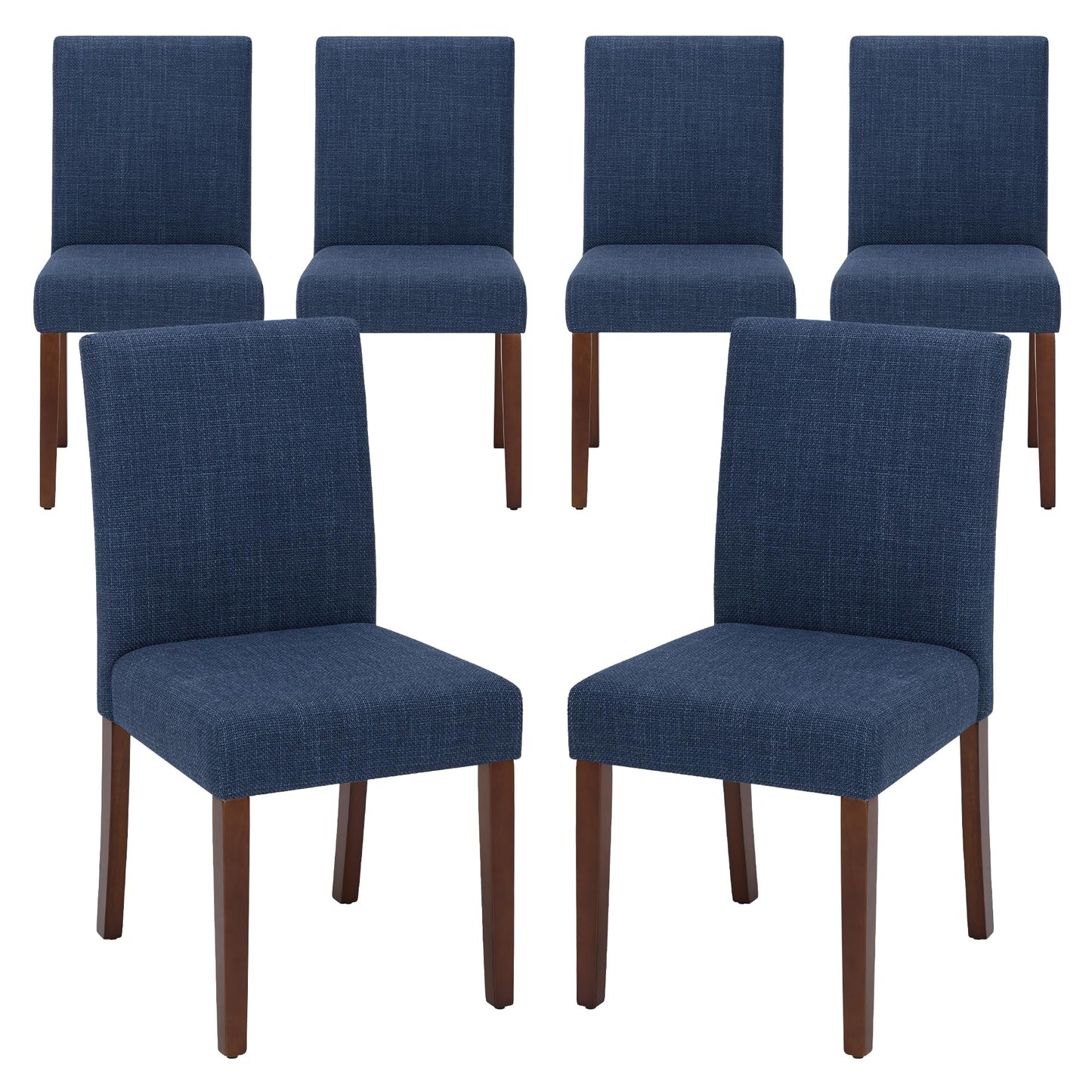 MALOL Upholstered Dining Chairs Set of 6, Modern Fabric Dining Room Chair, Wooden Dining Chair, Kitchen Side Chairs, Farmhouse Dinner Chair with High Back for Kitchen, Blue