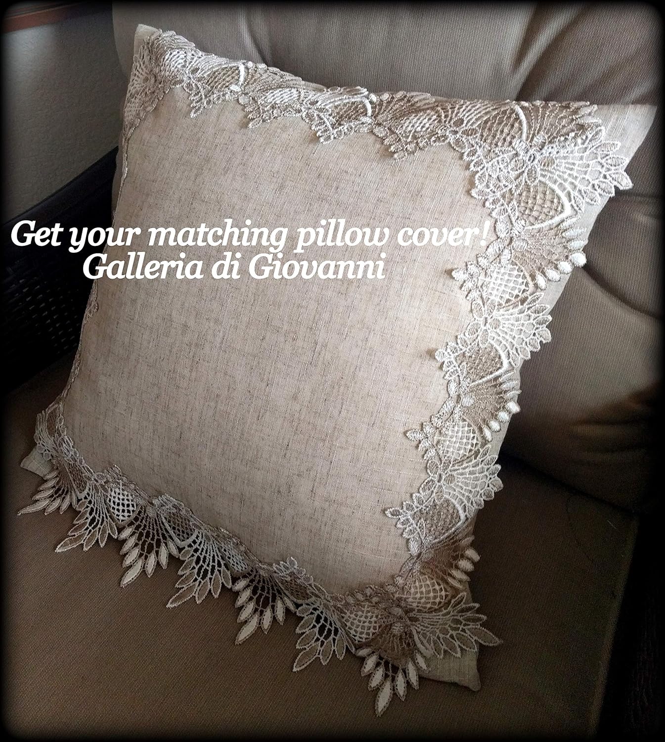 Galleria di Giovanni X-Large 33 Inch Table Topper Dresser Scarf - Neutral Earth Tones European Lace