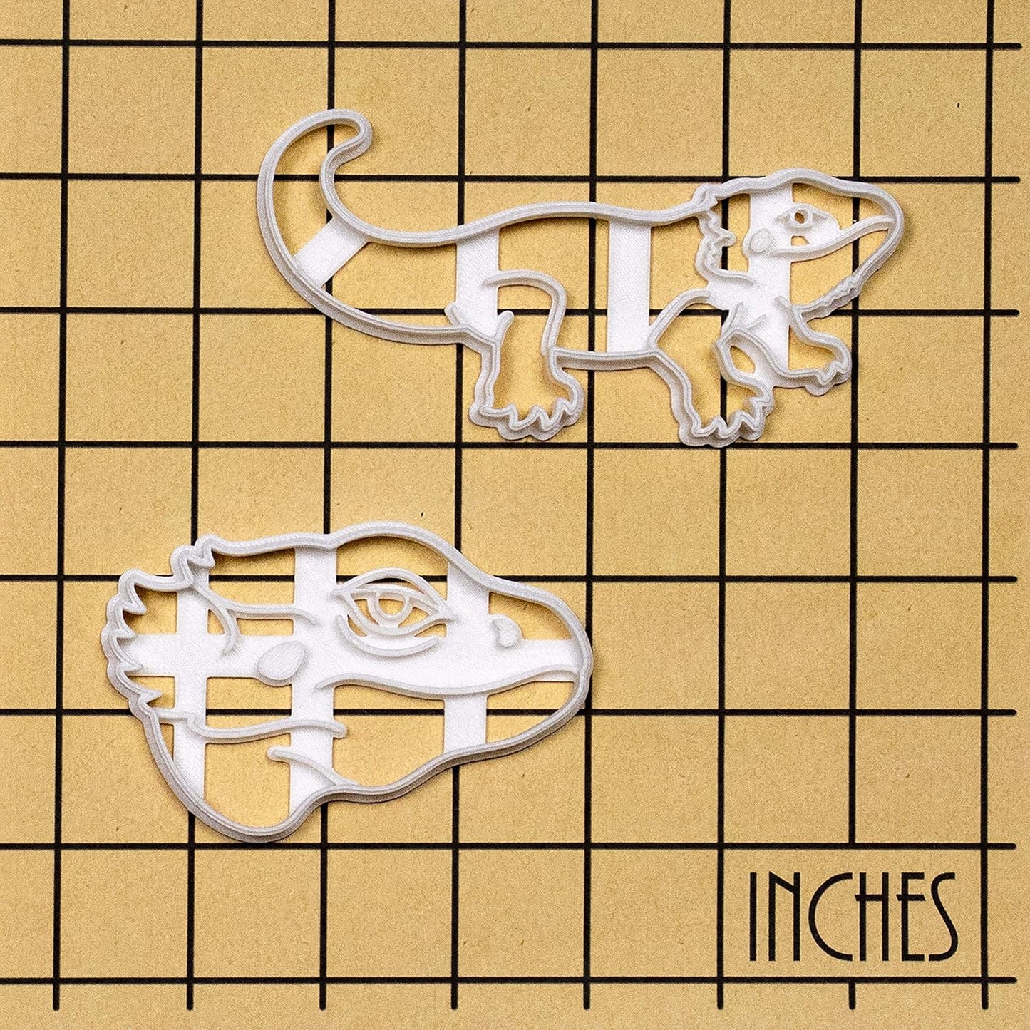 Set of 2 Pogona Bearded Dragon Cookie Cutters, Body and Face Designs, 2 Pieces - Bakerlogy