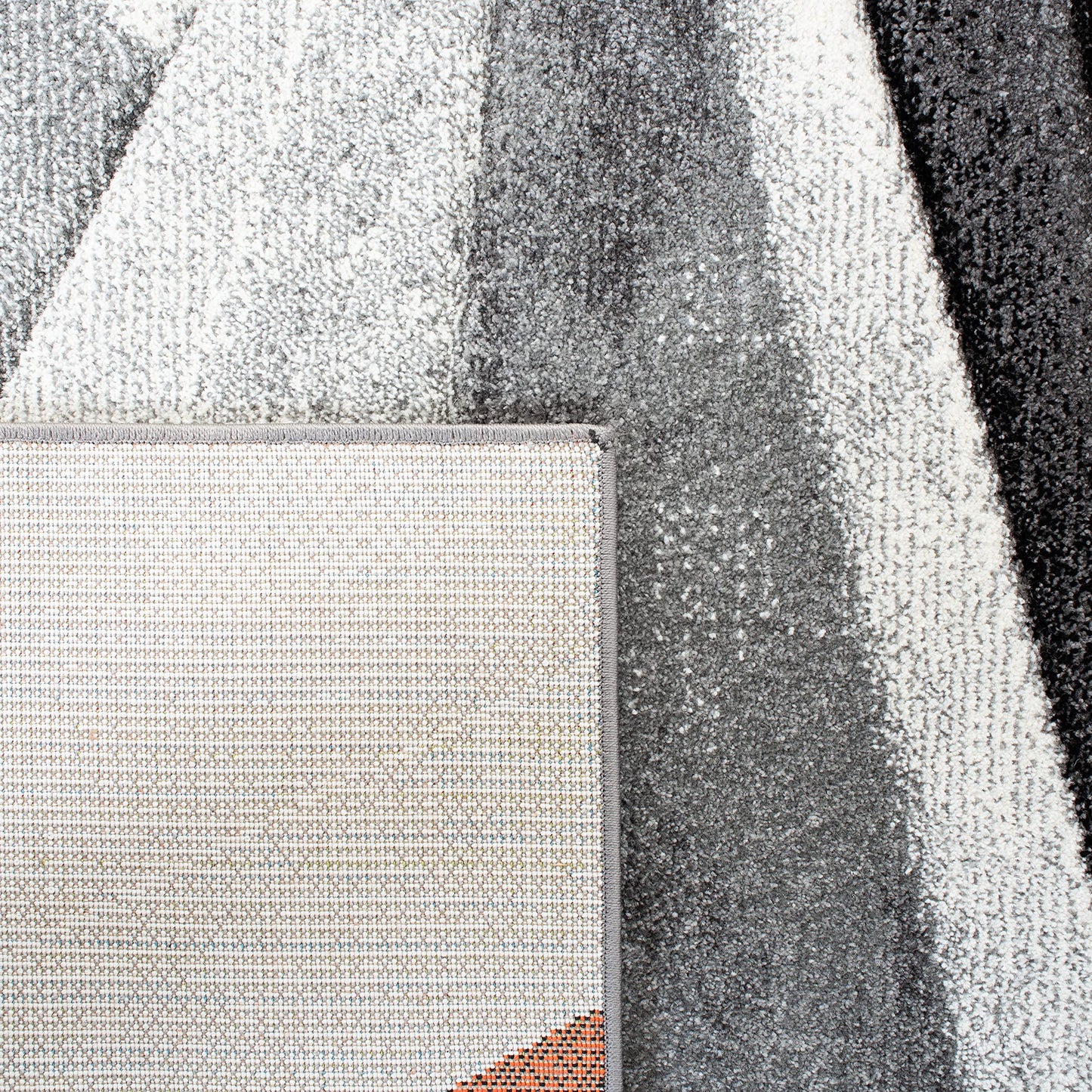 SAFAVIEH Hollywood Collection Area Rug - 9' x 12', Grey & Orange, Mid-Century Modern Design, Non-Shedding & Easy Care, Ideal for High Traffic Areas in Living Room, Bedroom (HLW710P)