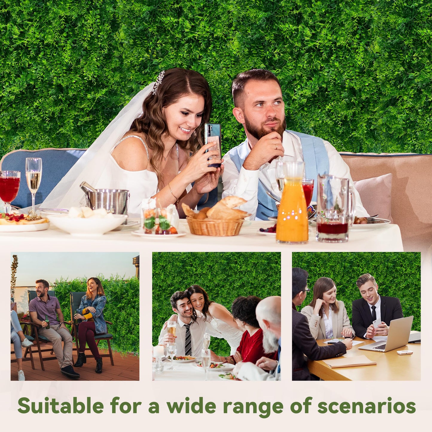 DOPGIB Greenery Faux Grass Wall Backdrop: 72"x144" (72 SQFT) UV-Anti Artificial Green Boxwood Panel for Patio Balcony Privacy & Ivy Fence Covering Privacy, Garden, Backyard Wall Backdrop Decor
