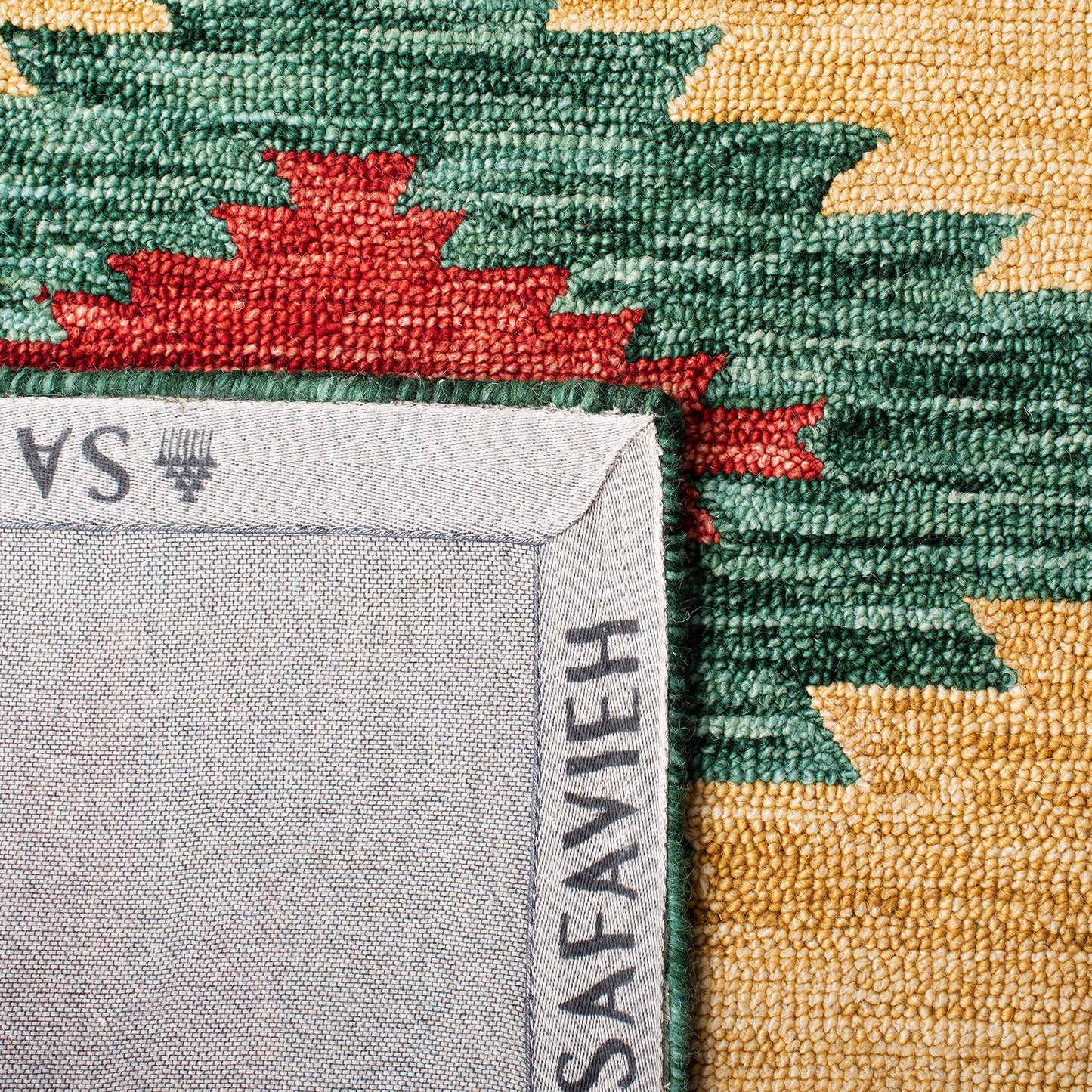SAFAVIEH Area Rug 8x10 - Aspen Collection - Large - Green & Red, Handmade Wool, Moroccan Boho Tribal Design, Ideal for Living Room, Bedroom, Office, Dining Space (APN704Y)