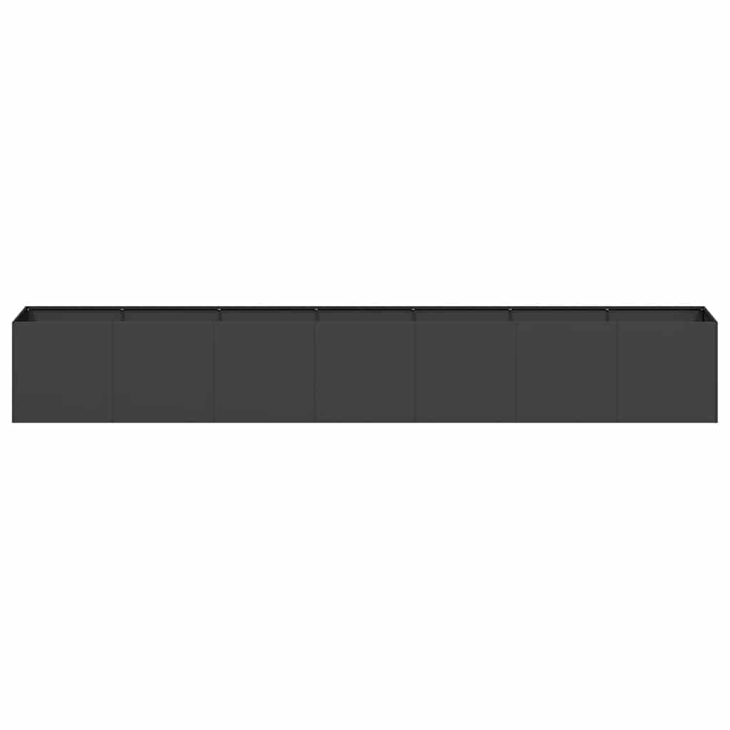 Favemtsl Large Rectangular Raised Planter Box 110.2 x 15.7 x 15.7 in Cold-Rolled Steel Matte Black Outdoor Raised Garden Bed Open Bottom for Balcony Patio Flowers Veggies