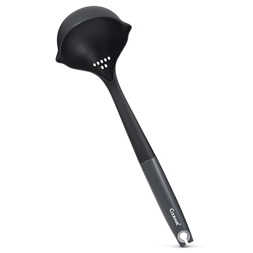 Culinare Soup Ladle with Dual Pouring Spouts & Herb Stripper – Heat-Resistant, Non-Stick Safe Serving Spoon for Soups, Stews & Sauces – Ergonomic Handle, Dishwasher Safe, Easy Storage