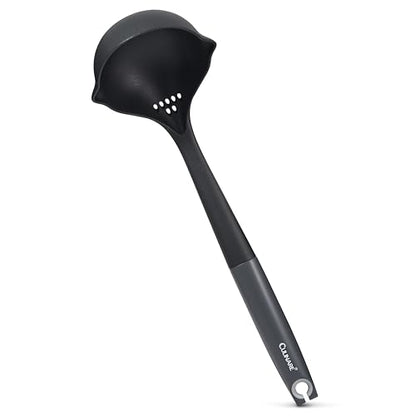 Culinare Soup Ladle with Dual Pouring Spouts & Herb Stripper – Heat-Resistant, Non-Stick Safe Serving Spoon for Soups, Stews & Sauces – Ergonomic Handle, Dishwasher Safe, Easy Storage
