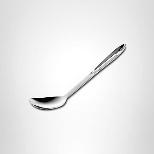 All-Clad Stainless Steel 9.5 Inch Cooking Spoon, Ergonomic Handle, High Heat Resistant, Save Up to 600°F, Kitchen Cooking Utensils for Mixing, Stirring and Serving, Silver