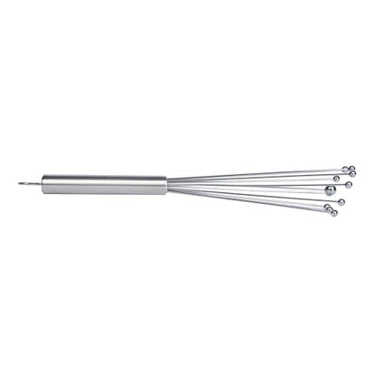 Restaurantware 10.5 in Stainless Steel Ball Whisk - German Standard Egg Beater with Ergonomic Handle, Dishwasher Safe - Manual Mixer Cooking Whisk for Baking, Stirring, Sauces, Beating