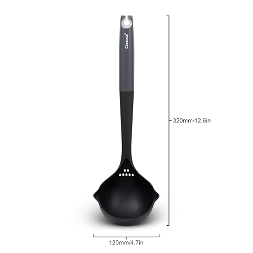 Culinare Soup Ladle with Dual Pouring Spouts & Herb Stripper – Heat-Resistant, Non-Stick Safe Serving Spoon for Soups, Stews & Sauces – Ergonomic Handle, Dishwasher Safe, Easy Storage