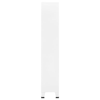 Sinkzol White Steel Bookshelf Medium Rectangular Industrial Durable Bookcase with Five Spacious Shelves for Living Room Storage and Stylish Organization