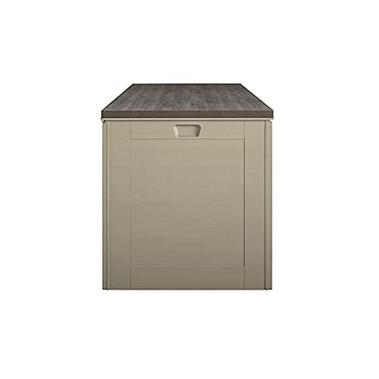 Cosco Outdoor Living 180 Gallon Patio Storage Box, Extra Large, Lockable Lid, Weather-Resistant, Tan/Brown