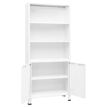 Sinkzol White Steel Bookshelf Medium Rectangular Industrial Durable Bookcase with Five Spacious Shelves for Living Room Storage and Stylish Organization