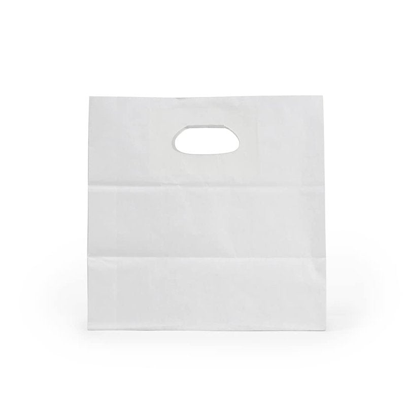 Restaurantware-Bag Tek 11 x 7 Inch Paper Take Out Bags, 100 With Handles Paper Shopping Bags - Rectangle, Medium, White Paper Gift Bags, Sturdy, For Shopping, Parties, Or Take Out