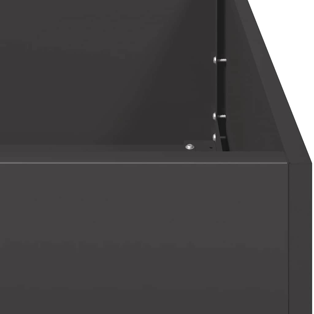 Foknhdi Large Rectangular Outdoor Metal Planter 31.5 x 47.2 x 15.7 in Matte Black for Patio Garden Balcony Durable Modern Raised Box Fits Flowers & Shrubs