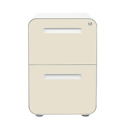 Laura Davidson Furniture Stockpile 2 Drawer Mobile File Cabinet with Lock - Under Desk Metal Filing Cabinet, Legal/Letter File Folders, Wheels and Stationary Feet, Pre-Assembled, Ivory