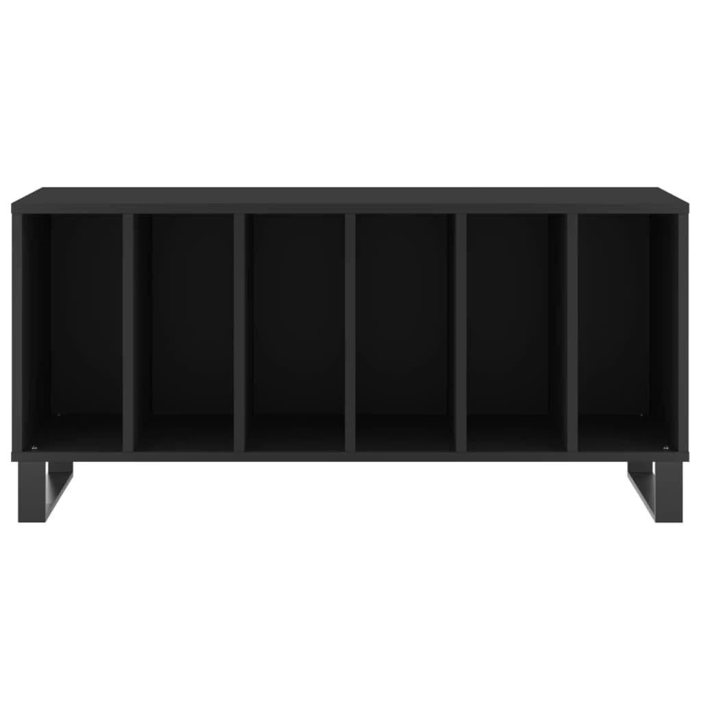 WXGTBKPR Vinyl Record Storage Cabinet with Iron Legs, Modern Media Console Stand for Living Room, Matte Black Engineered Wood Sideboard Organizer, 39.4x15.0x18.9 Inches