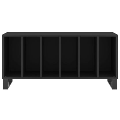 WXGTBKPR Vinyl Record Storage Cabinet with Iron Legs, Modern Media Console Stand for Living Room, Matte Black Engineered Wood Sideboard Organizer, 39.4x15.0x18.9 Inches