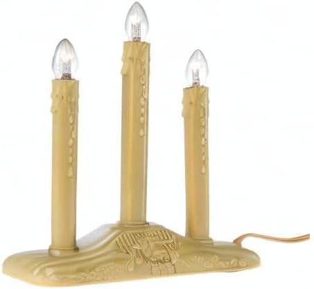 Creative Hobbies 3 Light Electric Candolier, Indoor Christmas Candle Lamp, Ivory Plastic with Clear Bulbs
