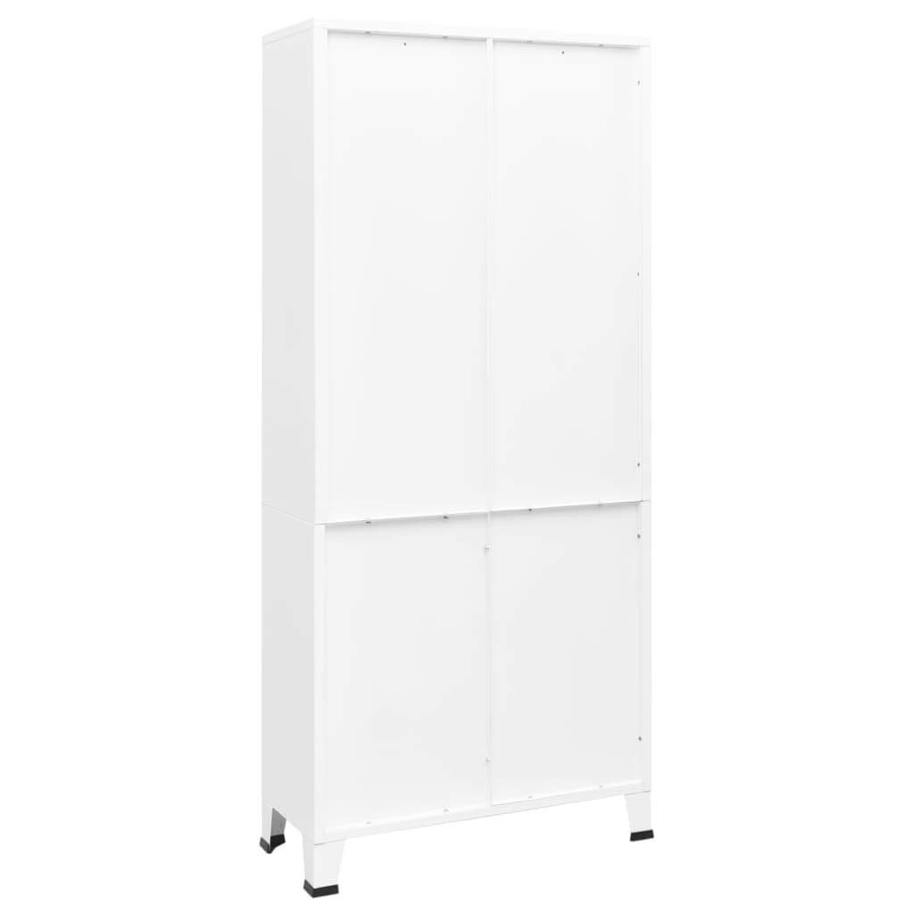 Sinkzol White Steel Bookshelf Medium Rectangular Industrial Durable Bookcase with Five Spacious Shelves for Living Room Storage and Stylish Organization