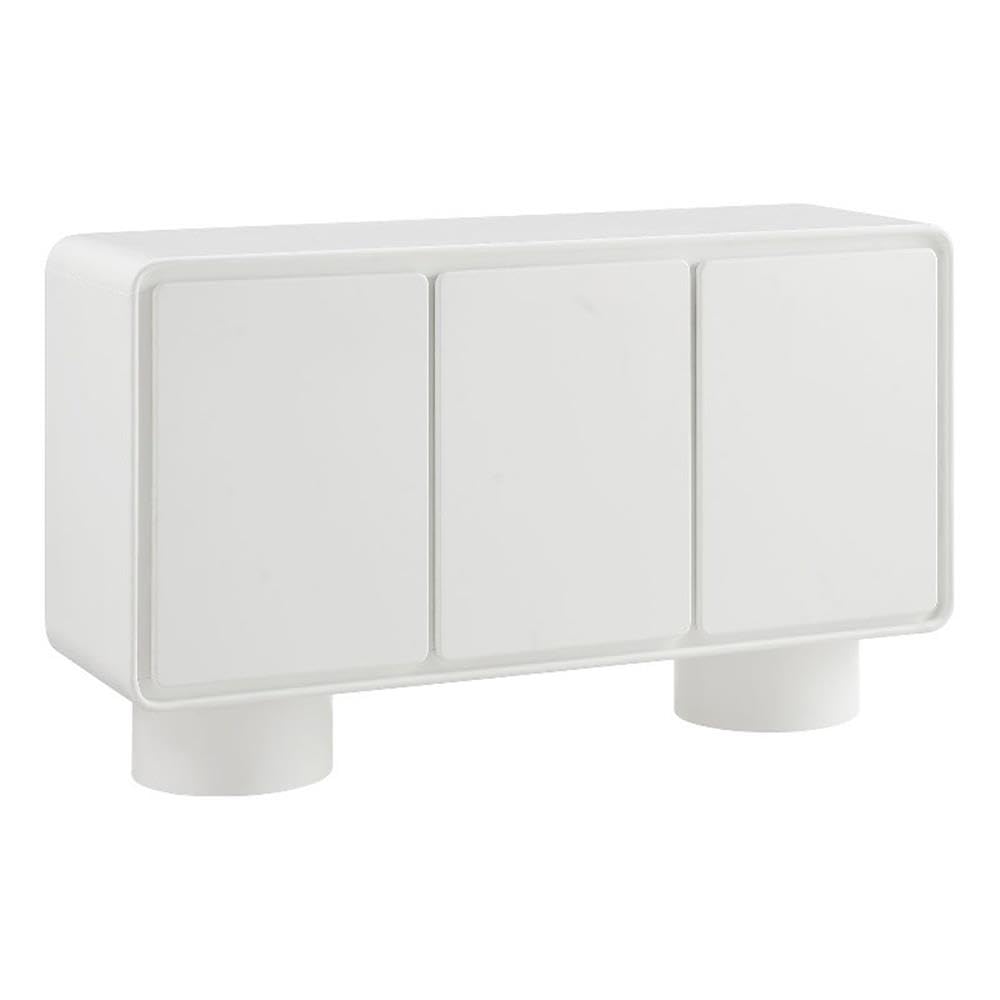 Modway Lumo Modern Sculptural 3 Door Accent Cabinet in White – Rounded Edge Storage Cabinet for Living Room or Entryway – 55 Inch Contemporary Sideboard with Concealed Storage