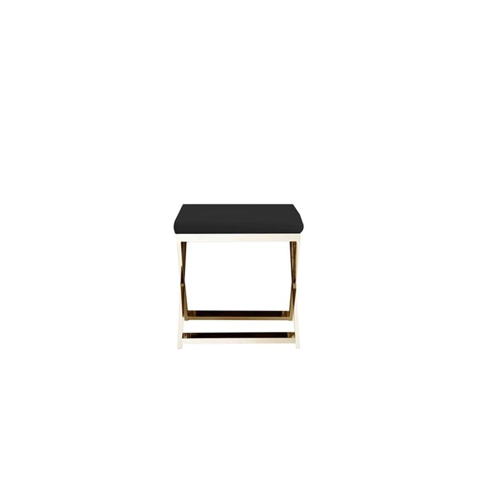 Pangea Home Gold Lexi Stool Faux Leather Black & Gold Frame