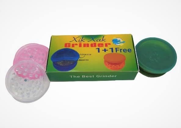 Xik Xak Plastic Grinders for Herbs, Build-In Storage with Lid, Pack of Two Units