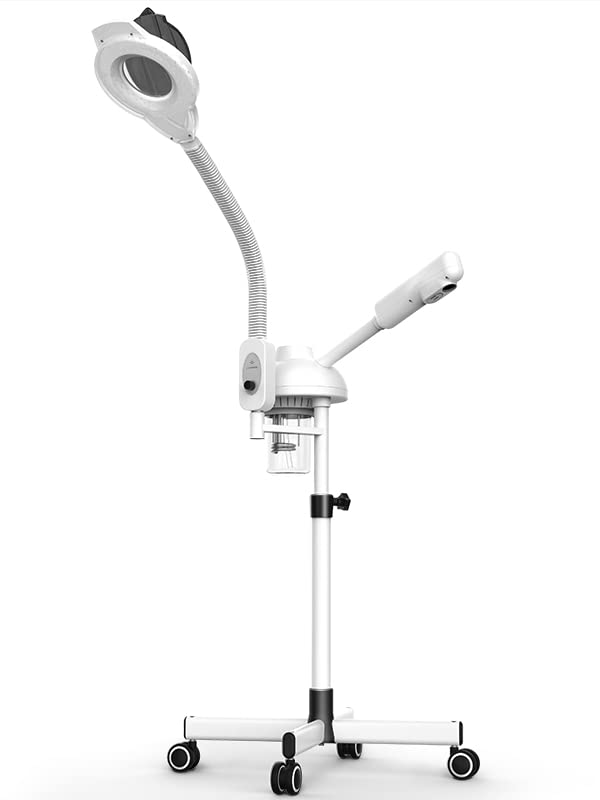 TASALON 2-in-1 Professional Facial Steamer, Hot Ozone Face Steamer for Facial with 5X Magnifying Lamp, Esthetician Steamer for Salon Beauty and Spa Shop, Skin Care Equipment with New Upgrade Wheels