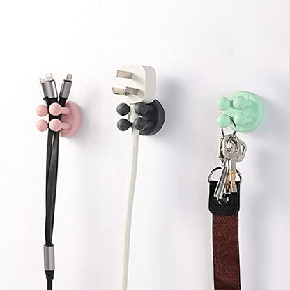 Silicone Toothbrush Holders - 6 Pcs Razor Hooks Adhesive Wall Mounted for Hanging Towel Key Plug Cable