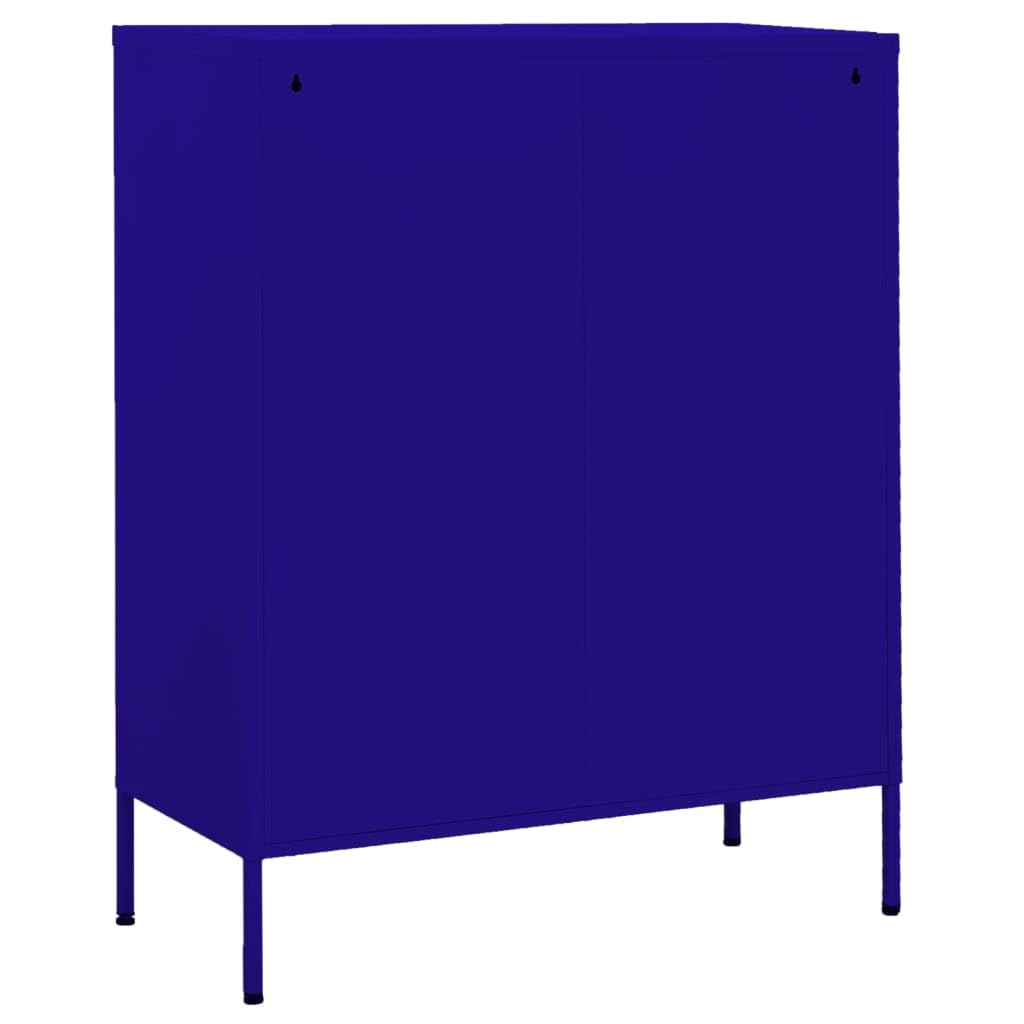 mtlskopl Navy Blue Steel Storage Cabinet with Height-Adjustable Shelves & Lockable Doors 13.8 x 31.5 x 40 in Powder-Coated Finish Modern Organizer for Living Room Home Office Garage