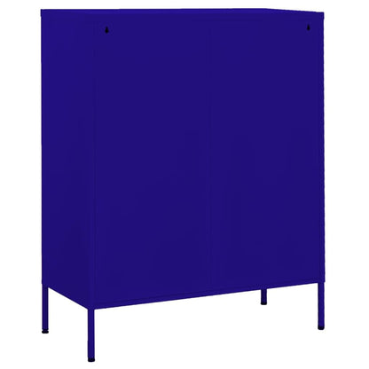 mtlskopl Navy Blue Steel Storage Cabinet with Height-Adjustable Shelves & Lockable Doors 13.8 x 31.5 x 40 in Powder-Coated Finish Modern Organizer for Living Room Home Office Garage