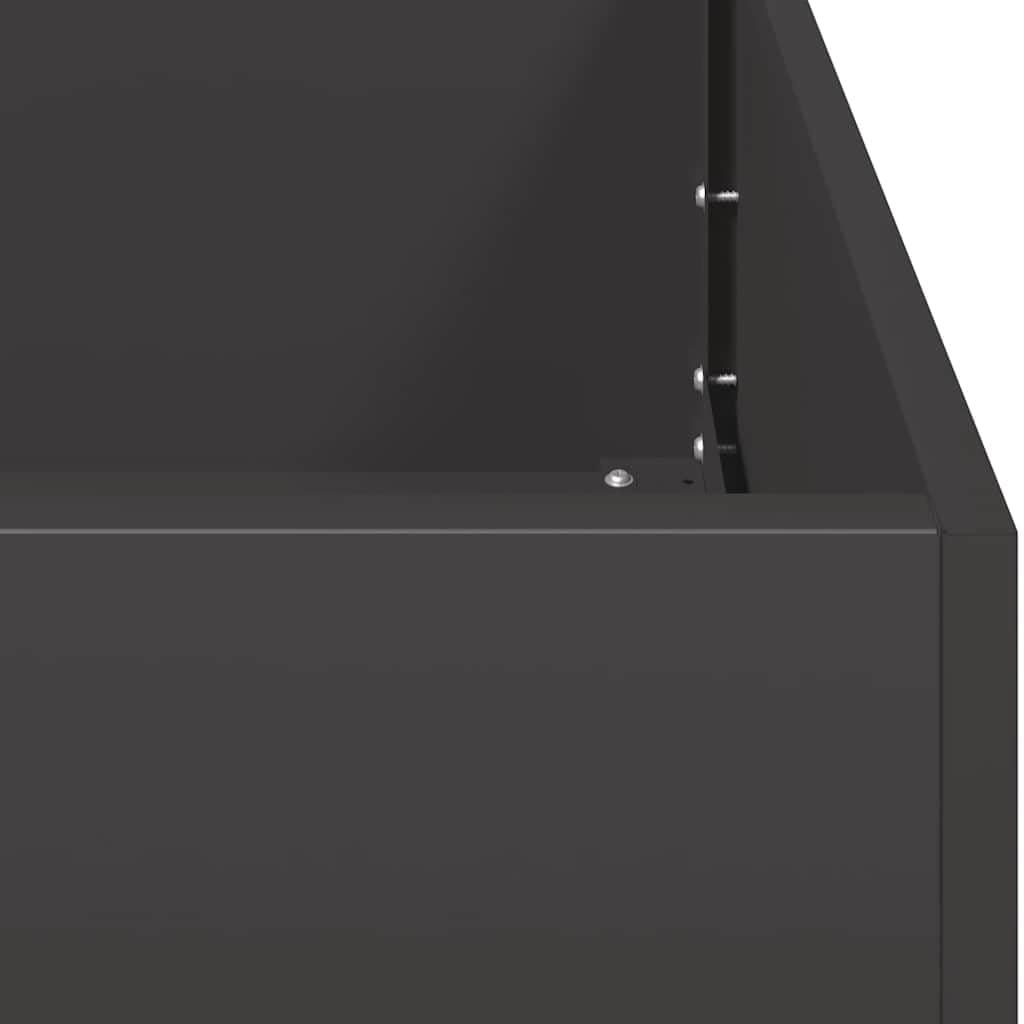 Favemtsl Large Rectangular Raised Planter Box 110.2 x 15.7 x 15.7 in Cold-Rolled Steel Matte Black Outdoor Raised Garden Bed Open Bottom for Balcony Patio Flowers Veggies