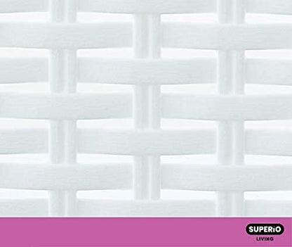 Superio Woven Plastic Storage Basket Box, 9 Quart, White - Wicker Home Organizer Shelf Bins for Closet, Handles
