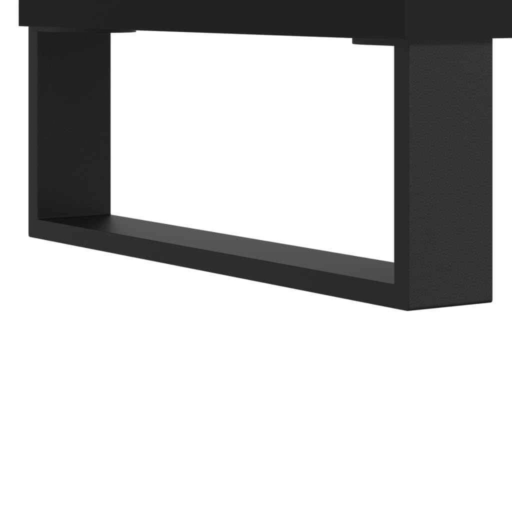 WXGTBKPR Vinyl Record Storage Cabinet with Iron Legs, Modern Media Console Stand for Living Room, Matte Black Engineered Wood Sideboard Organizer, 39.4x15.0x18.9 Inches