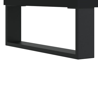 WXGTBKPR Vinyl Record Storage Cabinet with Iron Legs, Modern Media Console Stand for Living Room, Matte Black Engineered Wood Sideboard Organizer, 39.4x15.0x18.9 Inches