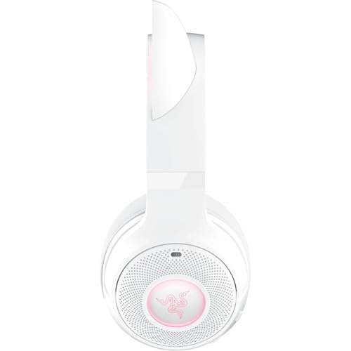 Razer Kraken Kitty V2 BT Wireless RGB Headset: Chroma RGB Kitty Ears & Earcups - Bluetooth 5.2-40 mm Drivers - Noise-Cancelling Mics - Lightweight - 40 Hr Battery w/Type C Charging - White