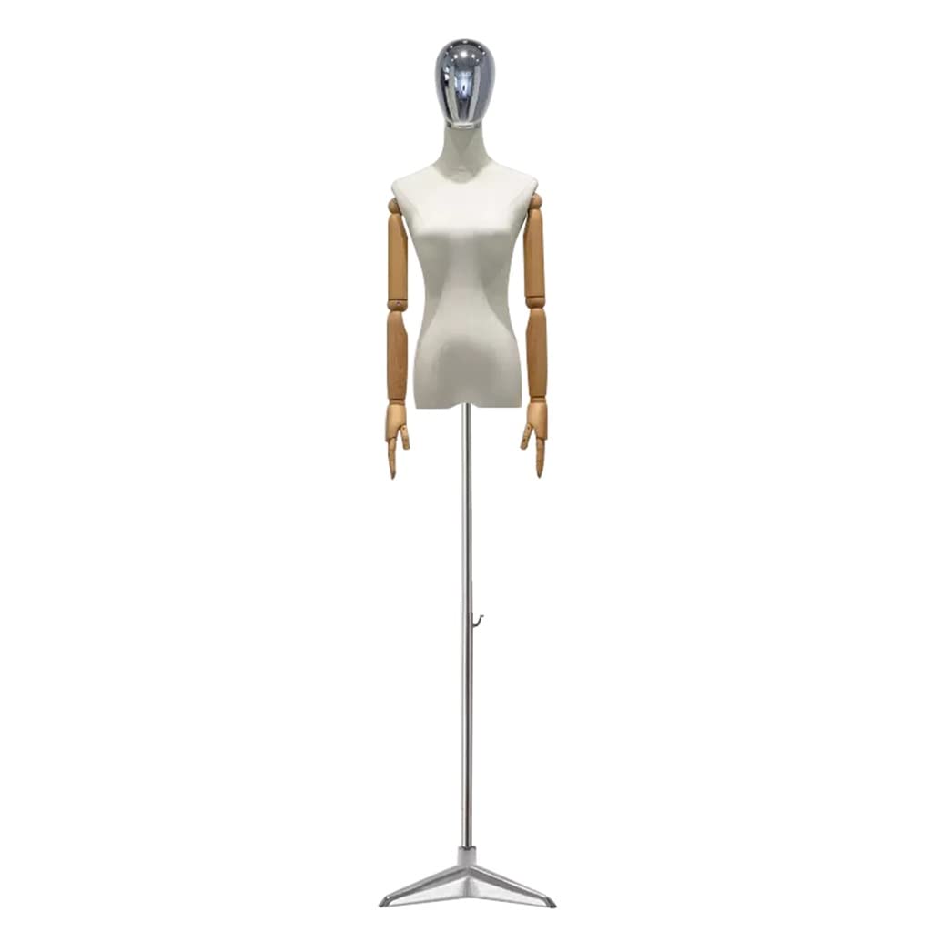 Adjustable Dress Form Mannequin for Women - Medium Size with Tripod, Detachable Head & Arms - Ideal for Sewing, Clothing, Jewelry Display & Craft Projects - Solid Wood Finish