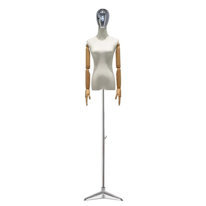 Adjustable Dress Form Mannequin for Women - Medium Size with Tripod, Detachable Head & Arms - Ideal for Sewing, Clothing, Jewelry Display & Craft Projects - Solid Wood Finish