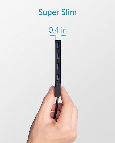 Anker 4-Port USB 3.0 Hub with 5Gbps Data Transfer, Ultra-Slim USB-C Connector Hub, for MacBook, iMac, Surface, Mobile HDD, and More (2 ft USB-C Connector, Charging Not Supported)