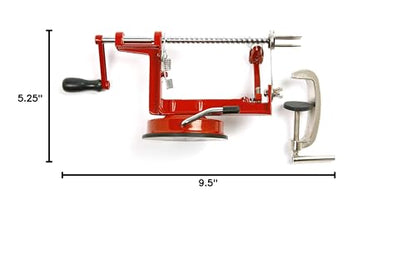 Norpro Apple Master-Apple, Potato, Parer, Slicer & Corer with Vacuum Base & Clamp,Red