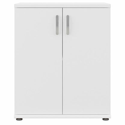 Maklaine Engineered Wood Laundry Room Cabinet, 28W x 25D x 34H, White Finish, Adjustable Shelves, 2 Doors with Euro Hinges, Freestanding Utility Storage for Laundry Room Organization