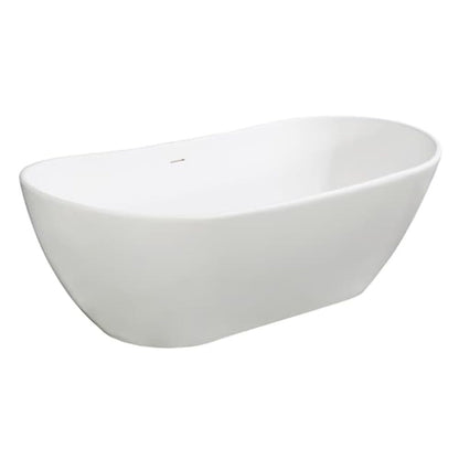 Kingston Brass VRTRS723223 Aqua Eden 72-Inch Solid Surface Resin Free Standing Tub with Drain Kit, 71-7/16" L x 32-5/16" W x 22-13/16" D, Matte White