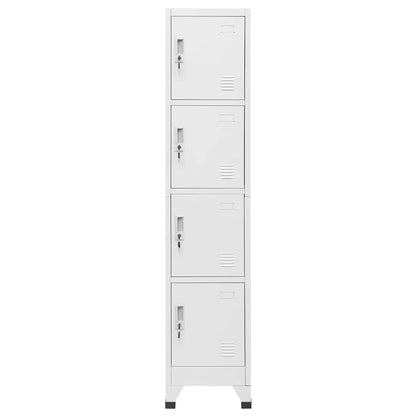 mtlskopl Grey Storage Cabinet 15x15x71 in Steel Locker with 4 Locking Doors Ventilated Office Organizer for Home Garage Bathroom