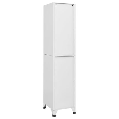 mtlskopl Grey Storage Cabinet 15x15x71 in Steel Locker with 4 Locking Doors Ventilated Office Organizer for Home Garage Bathroom