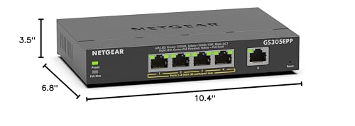 NETGEAR 8 Port PoE Gigabit Ethernet Easy Smart Managed Essentials Switch (GS308EPP) - with 8 x PoE+ @ 123W, Desktop or Wall Mount
