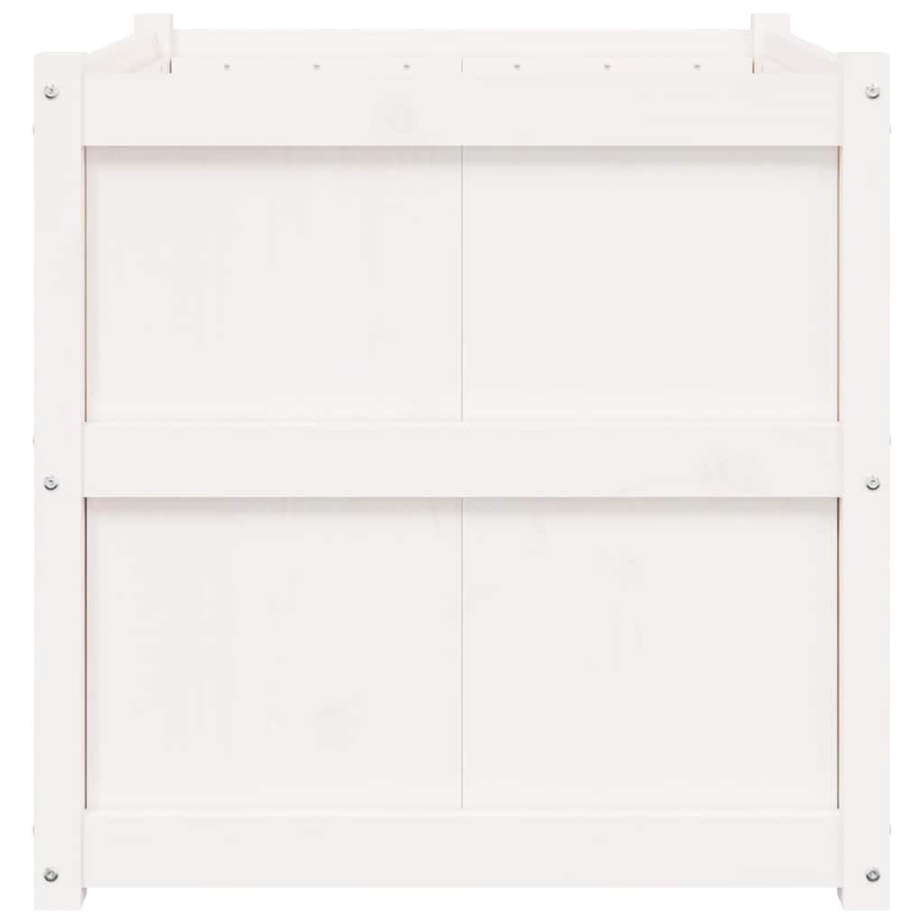 Foknhdi Square 27.6" White Large Planter Box Solid Pine Wood Plant Pot Raised Garden Bed for Outdoor Flowers Herbs Patio Balcony Garden