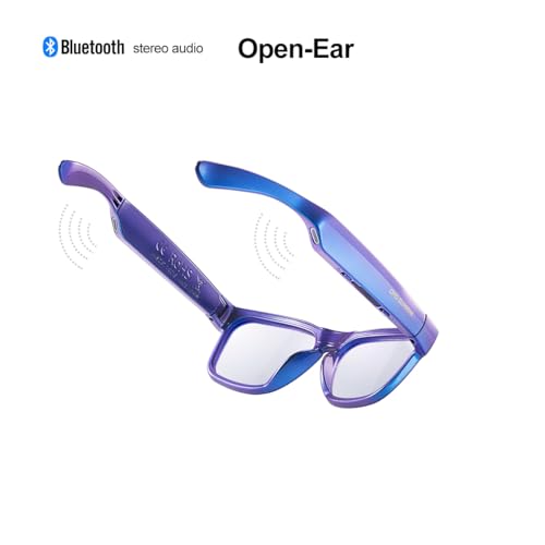 OhO Smart Glasses,Safety Glasses with Bluetooth Speaker,Indoor/Outdoor UV Protection and Voice Control,Unisex(Blue Light Lens)