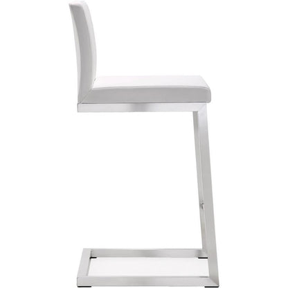 Tov Furniture Parma White Performance Vegan Leather and Stainless Steel Counter Stool - Set of 2