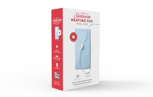 Sunbeam Standard Size Heating Pad, 12"x 15", For Back, Neck, Shoulder, and Period Cramp Pain Relief, 3 Heat Settings, Compact Storage Solution, Auto Shut-Off, Machine-Washable, Gifts For Mom & Wife, FSA/HSA Eligible, Grey