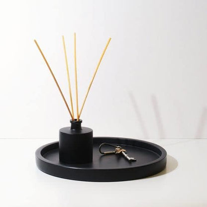 Lobolighting Black Round Decorative Serving Tray, Black Decorative Tray for Coffee Table Centerpieces Modern Farmhouse