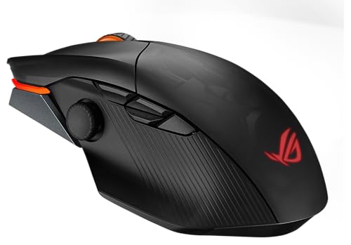 ASUS ROG Spatha X Wireless Gaming Mouse (Magnetic Charging Stand, 12 Programmable Buttons, 19,000 DPI, Push-fit Hot Swap Switch Sockets, ROG Micro Switches&Paracord and Aura RGB lighting),Black