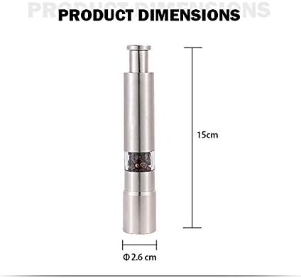 MINI Stainless-Steel One-Handed Thumb Push Button Salt and Pepper Grinder for Black Pepper or Himalayan Salt